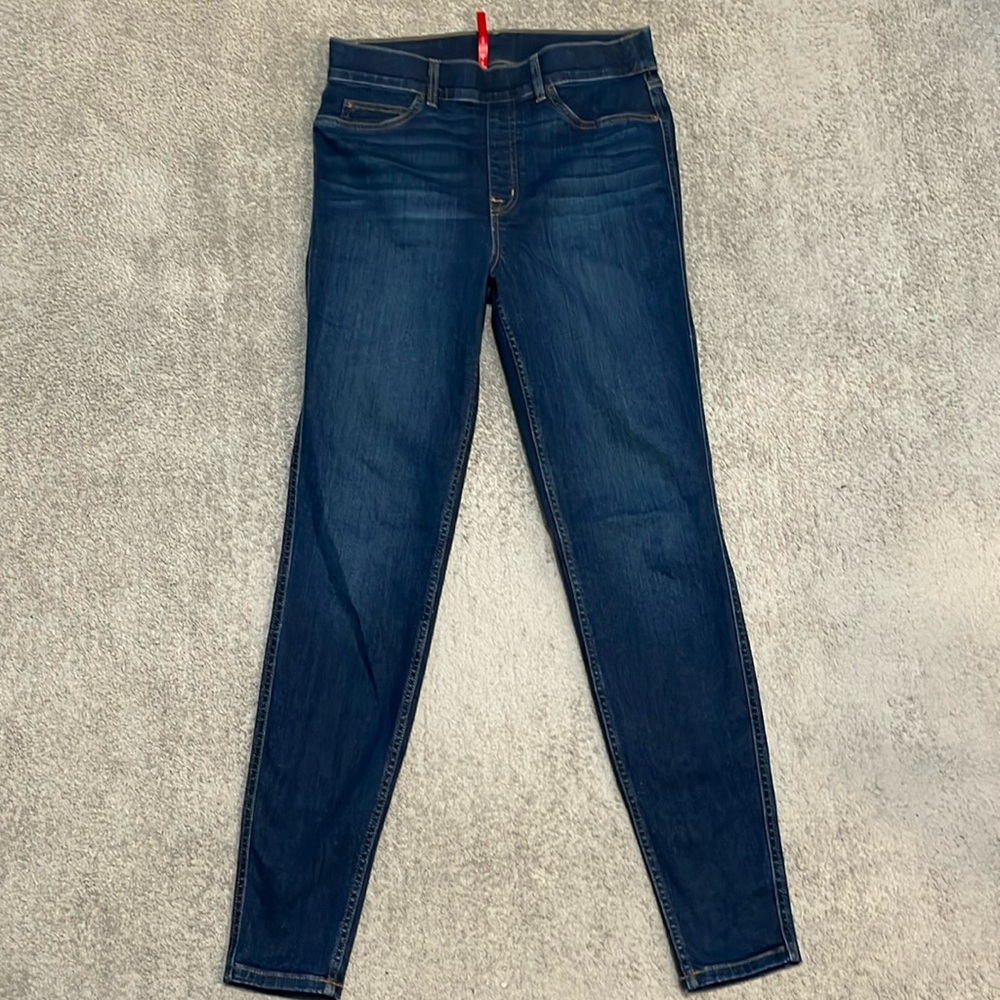EC SPANX Dark Wash Pull On Skinny Jeans - Size Large